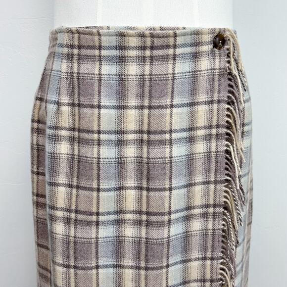 Woolrich Plaid Midi Skirt in Brown and Cream - Picture 2 of 6